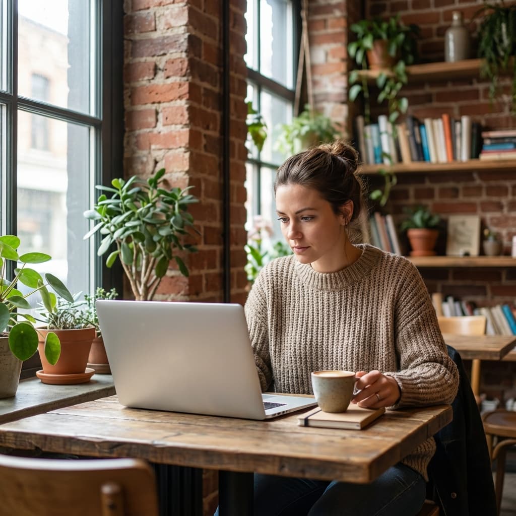 Woman working on a laptop