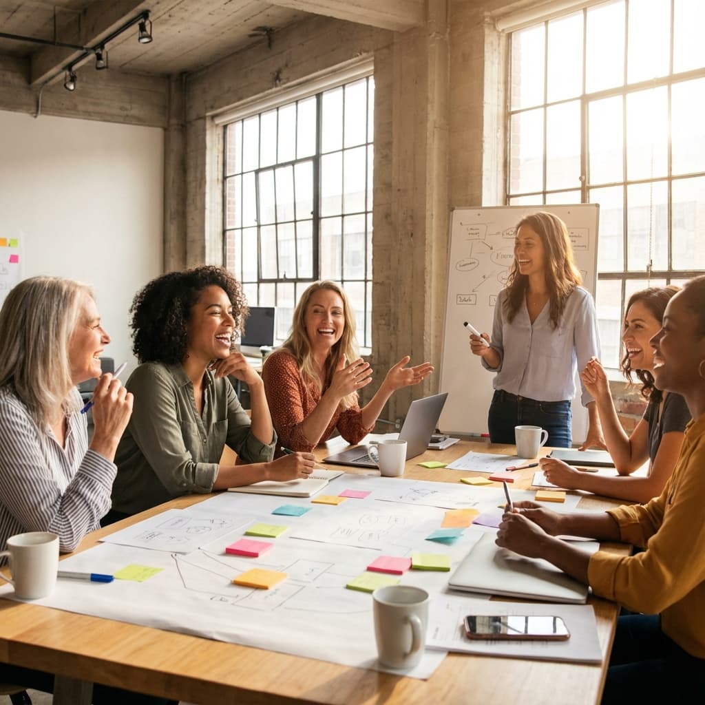 Women brainstorming in a creative studio